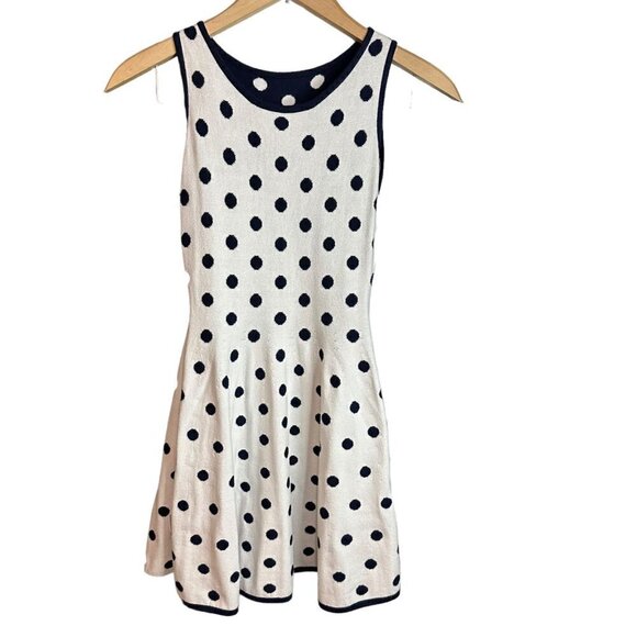 Kids Girls Milly Sleeveless Minis Blue White Polka-Dot Jacquard Knit Dress Sz 10 - Picture 4 of 5